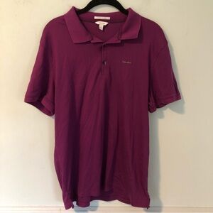 Calvin Klein 100% Liquid Cotton Purple Short Sleeve Dress Shirt Size Large
